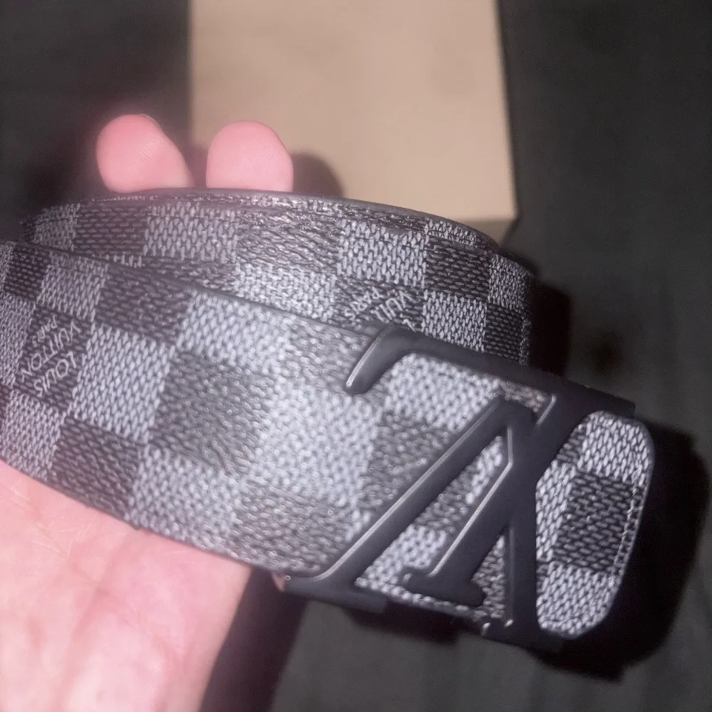 Louis Vuitton Damier Graphite Belt with Matte Black LV Buckle